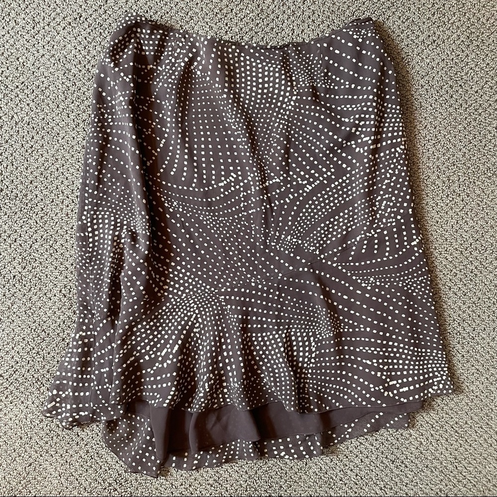 Adrienna Papell Woman 100% Silk Brown Patterned Skirt - Lined, 18W